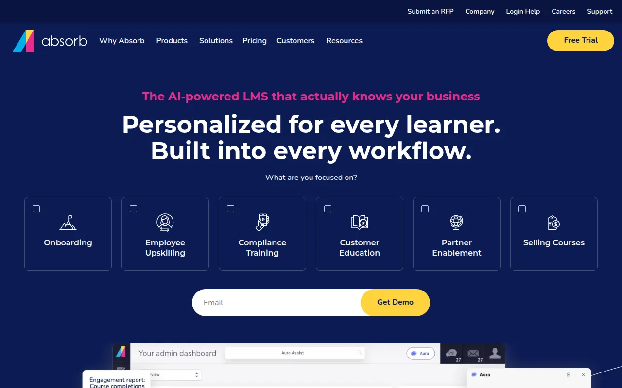 absorb lms software interface screenshot
