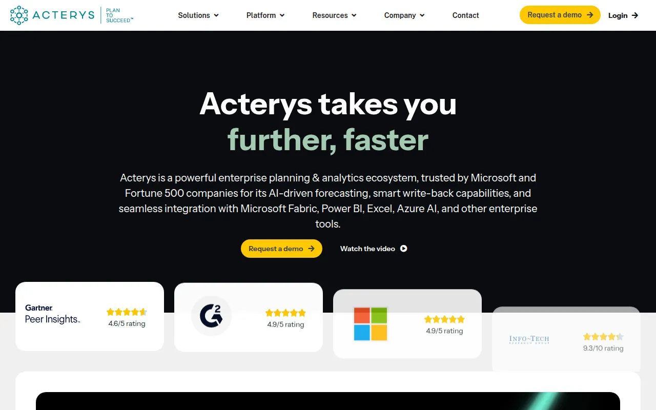 acterys software interface screenshot