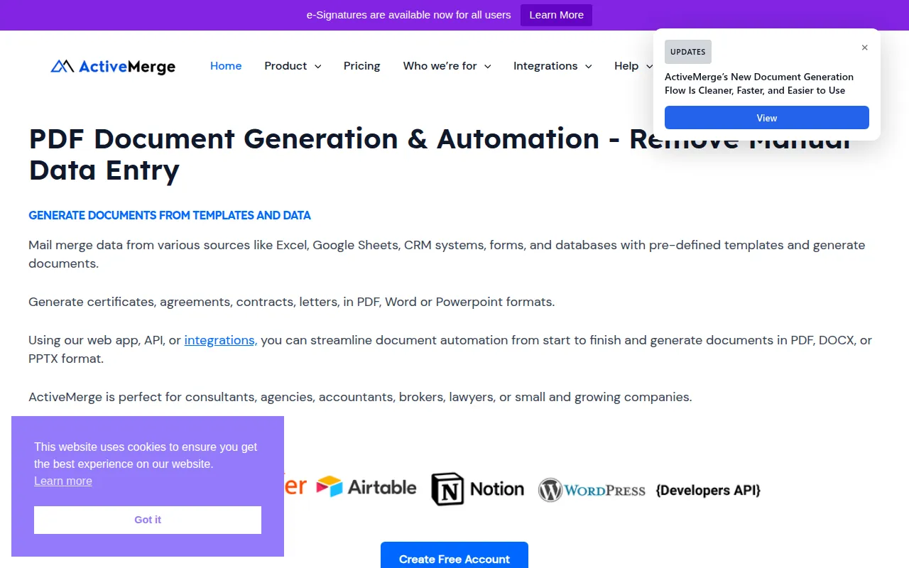 activemerge software interface screenshot