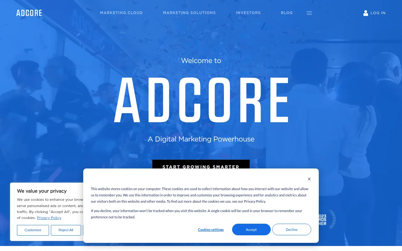 adcore software interface screenshot
