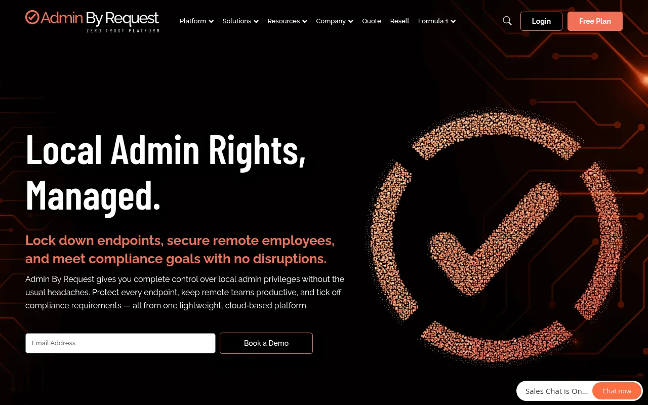 admin by request software interface screenshot