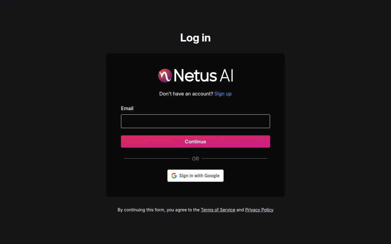 Netus AI software interface screenshot