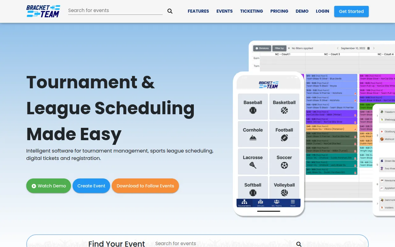bracket team software interface screenshot