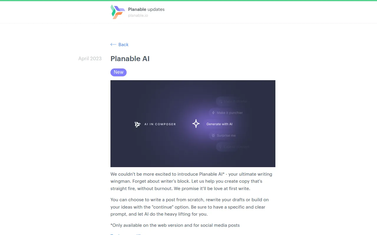 Planable AI software interface screenshot
