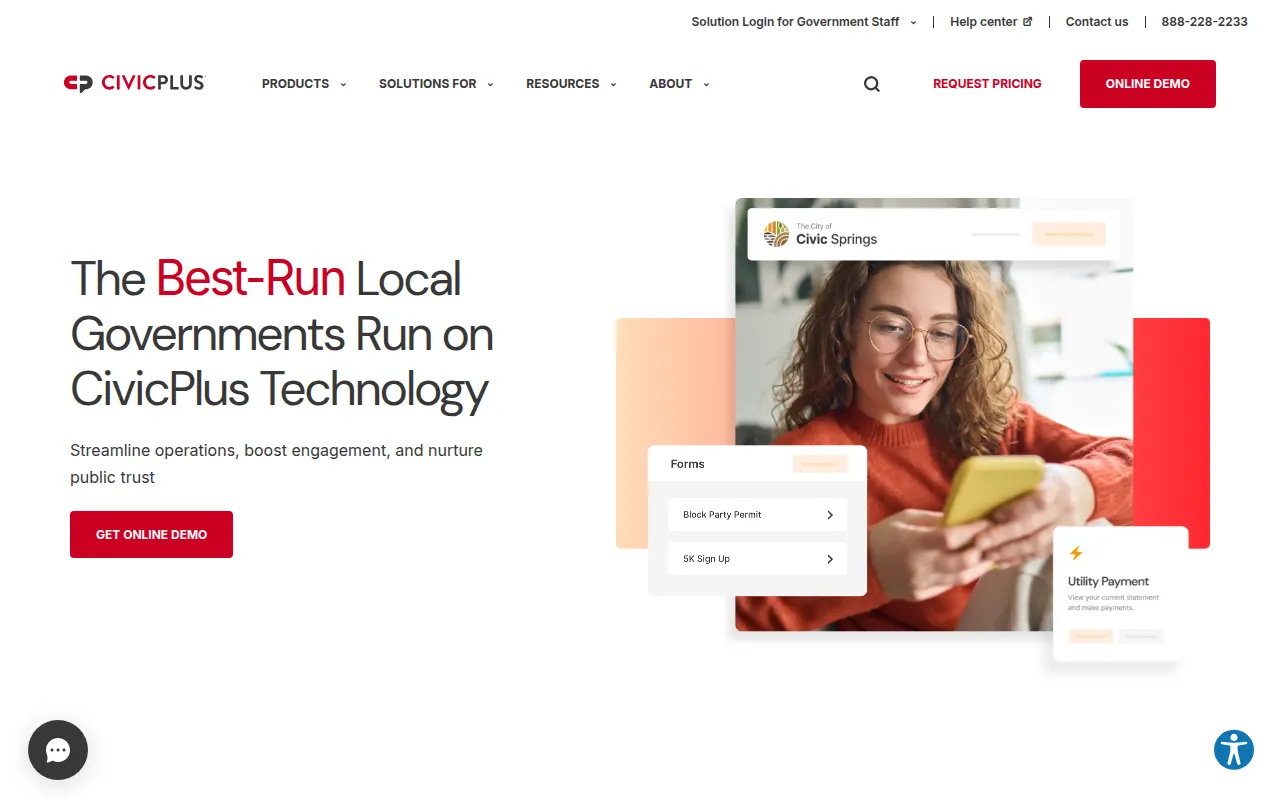 CivicPlus Municipal Websites software interface screenshot