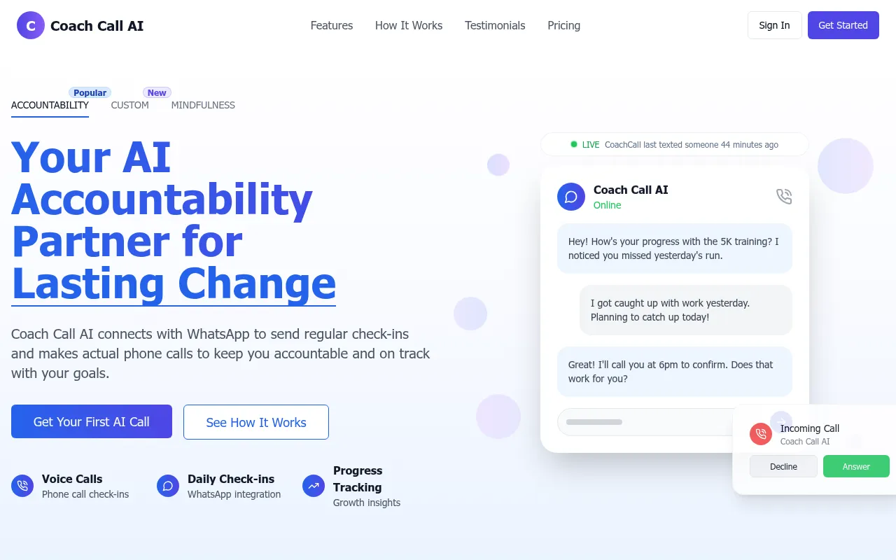 coachcall.ai software interface screenshot
