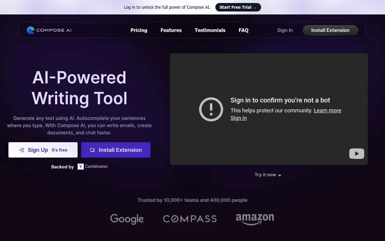 Compose software interface screenshot