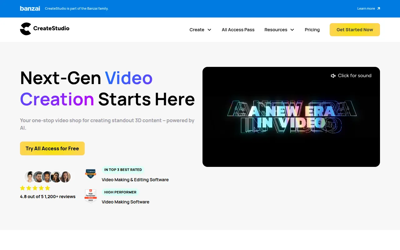 create studio software interface screenshot
