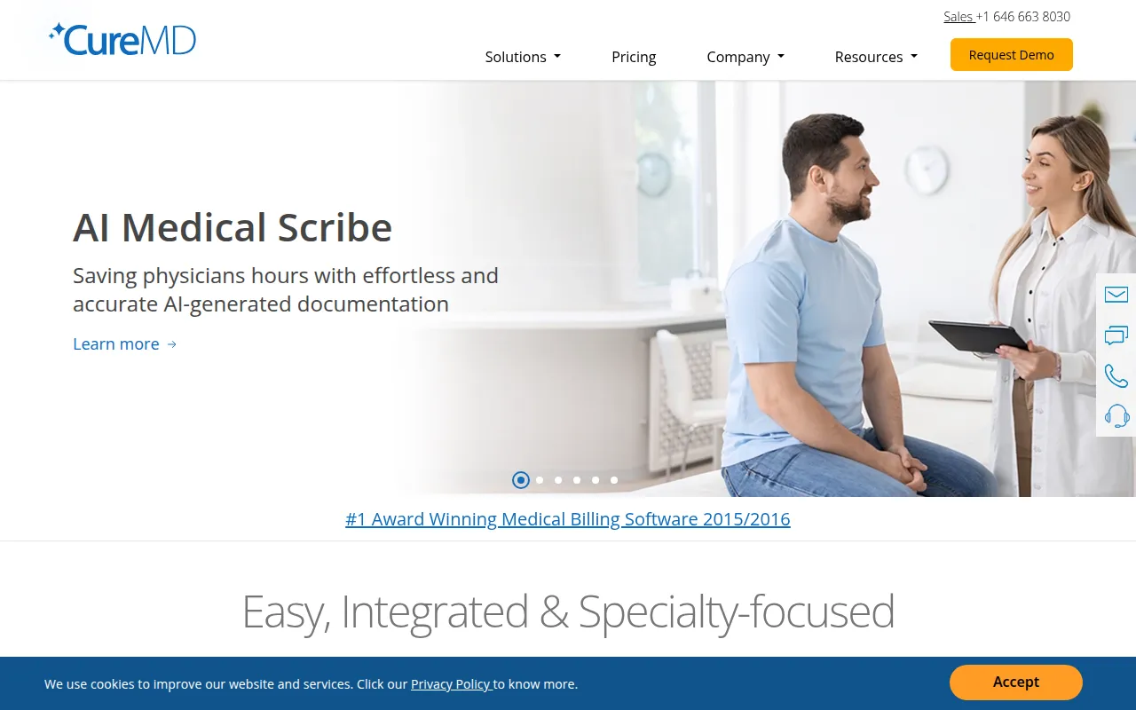 curemd ehr software interface screenshot