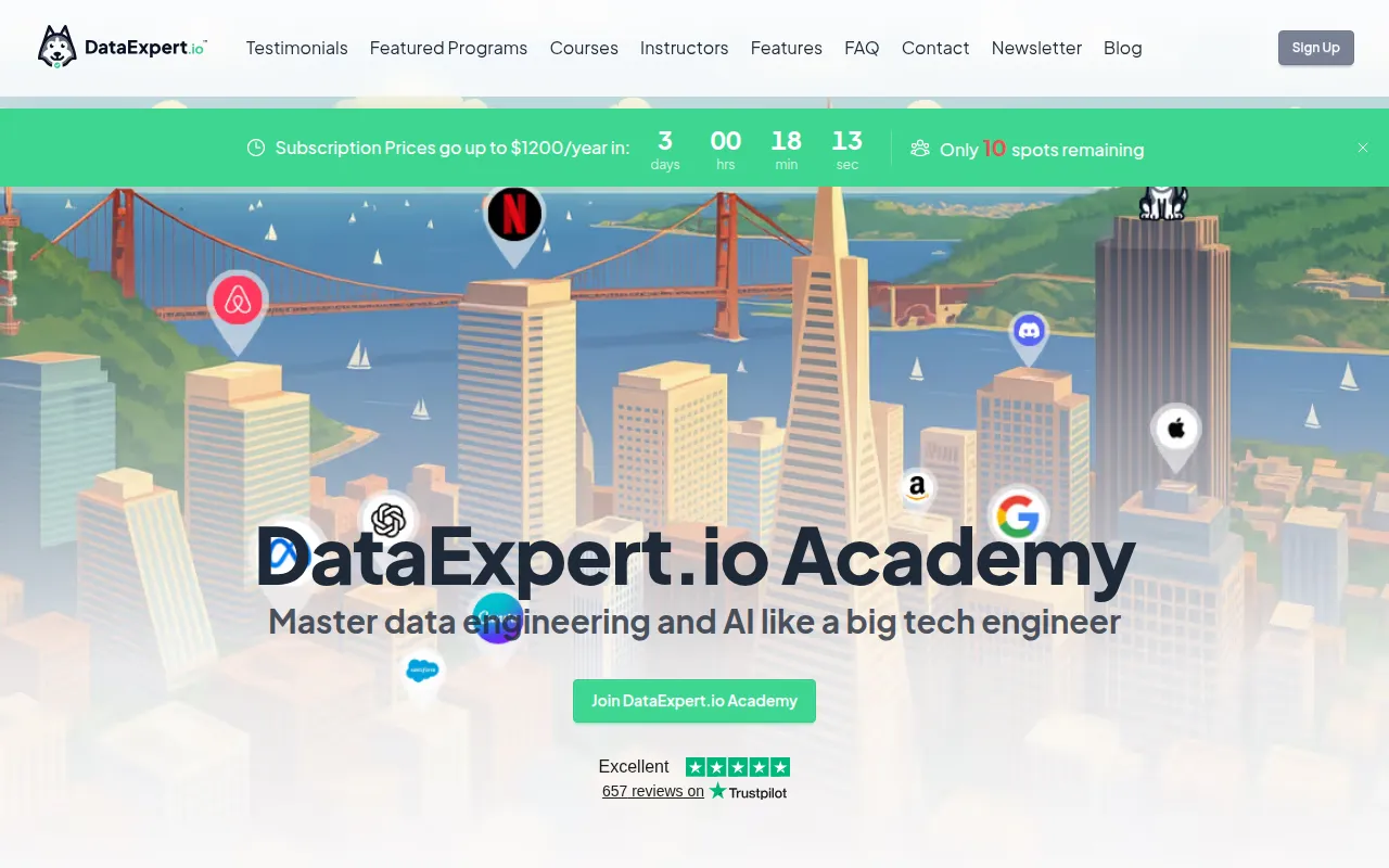 DataExpert.io Academy software interface screenshot