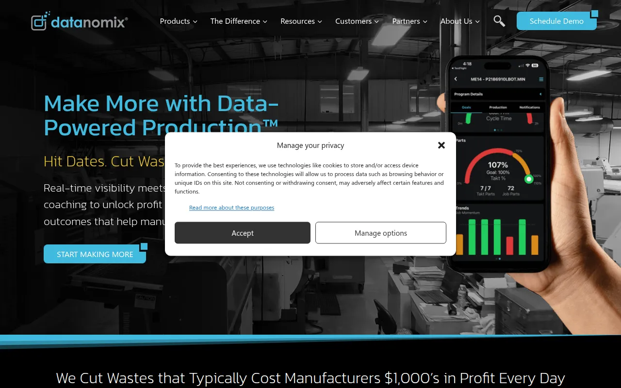 datanomix software interface screenshot