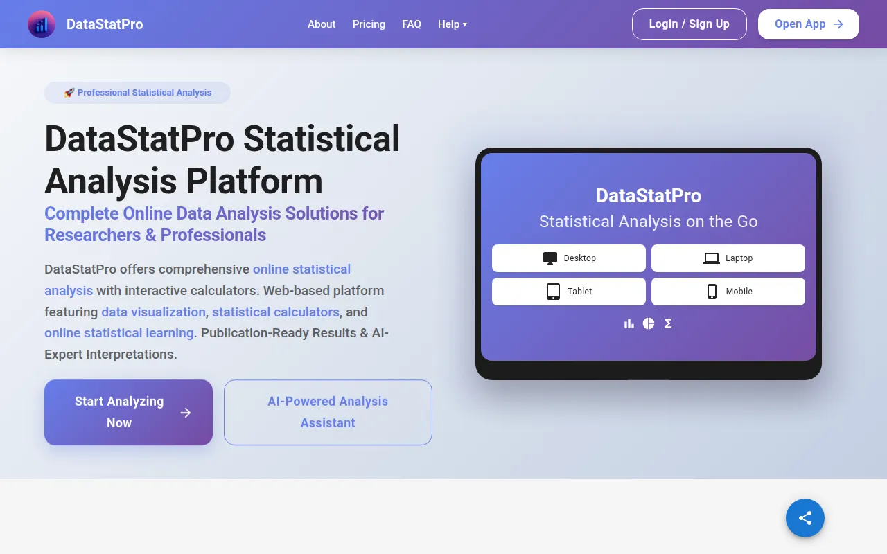 DataStatPro software interface screenshot