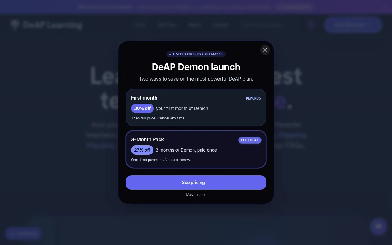 DeAP Learning Labs software interface screenshot