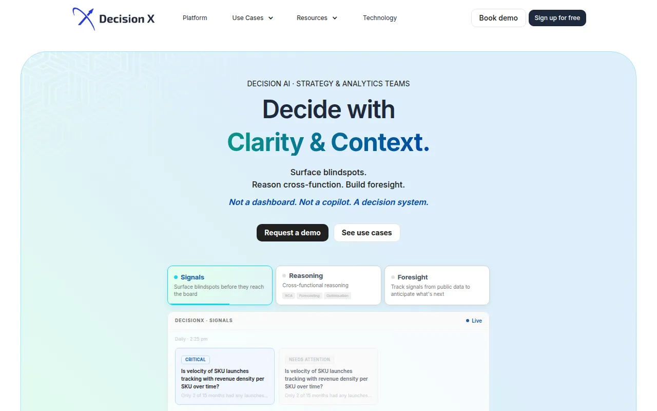 DecisionX software interface screenshot