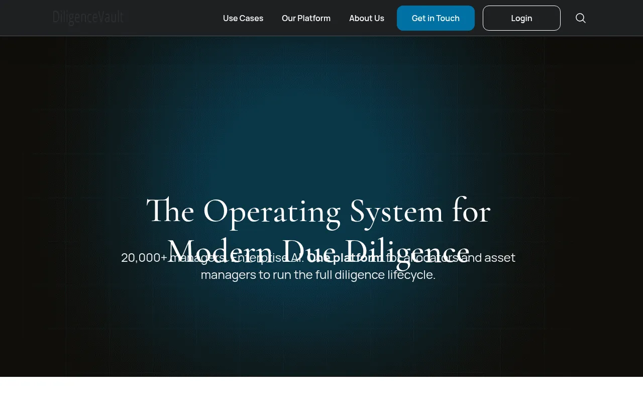 diligencevault software interface screenshot
