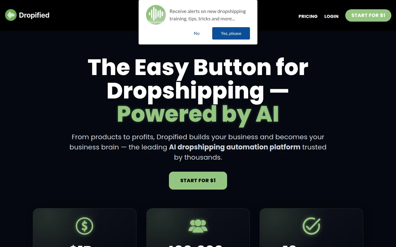 dropified fomerly shopified software interface screenshot