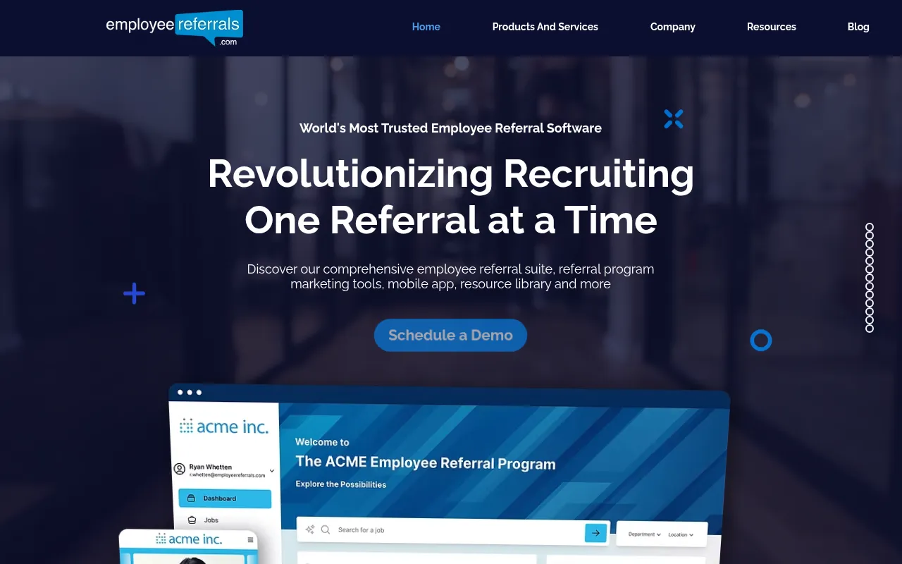 employeereferrals software interface screenshot