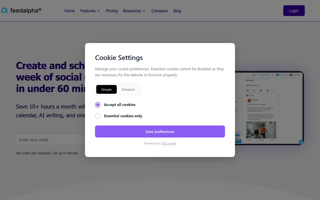 feedalpha software interface screenshot