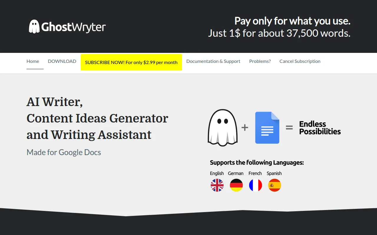 GhostWryter software interface screenshot