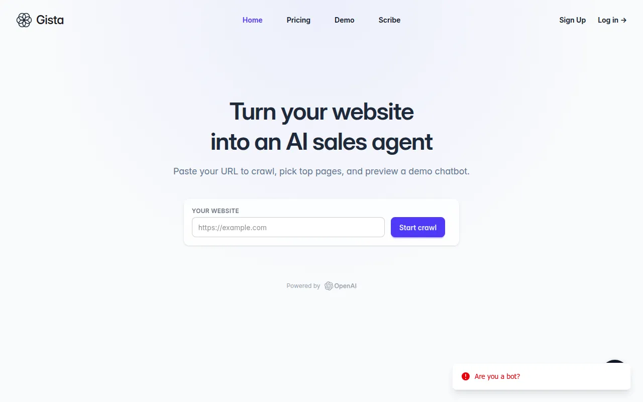 Gista software interface screenshot
