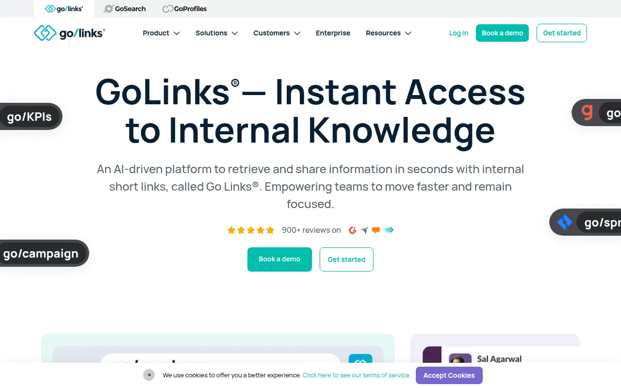 GoLinks tools software interface screenshot