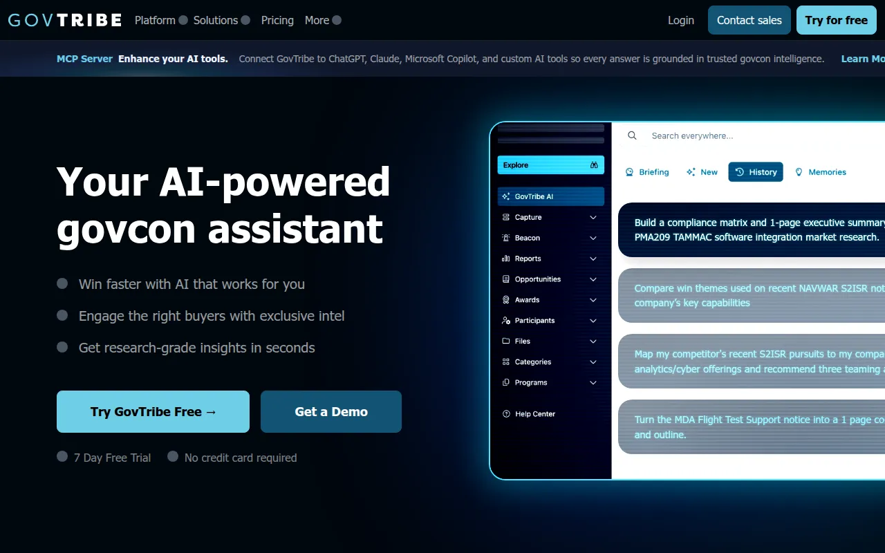 Govtribe software interface screenshot