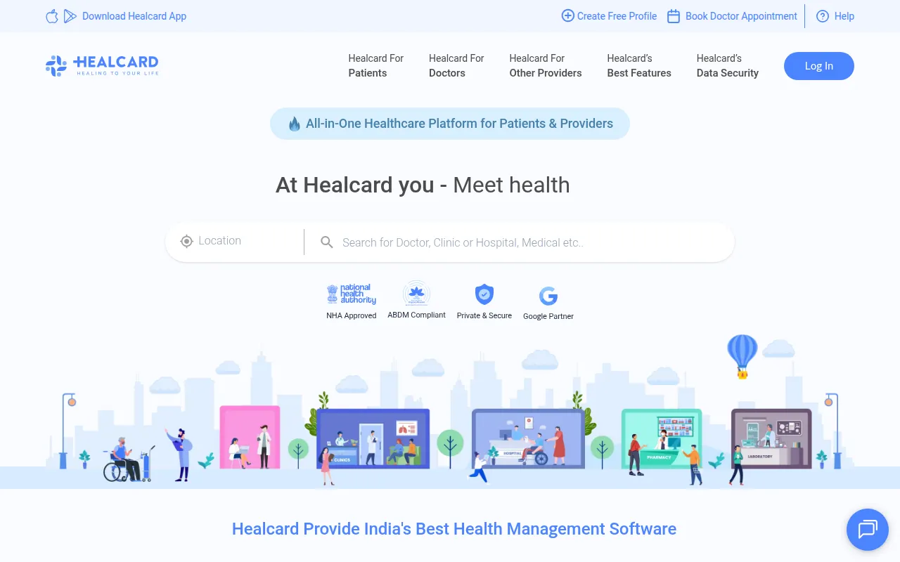 Healcard software interface screenshot