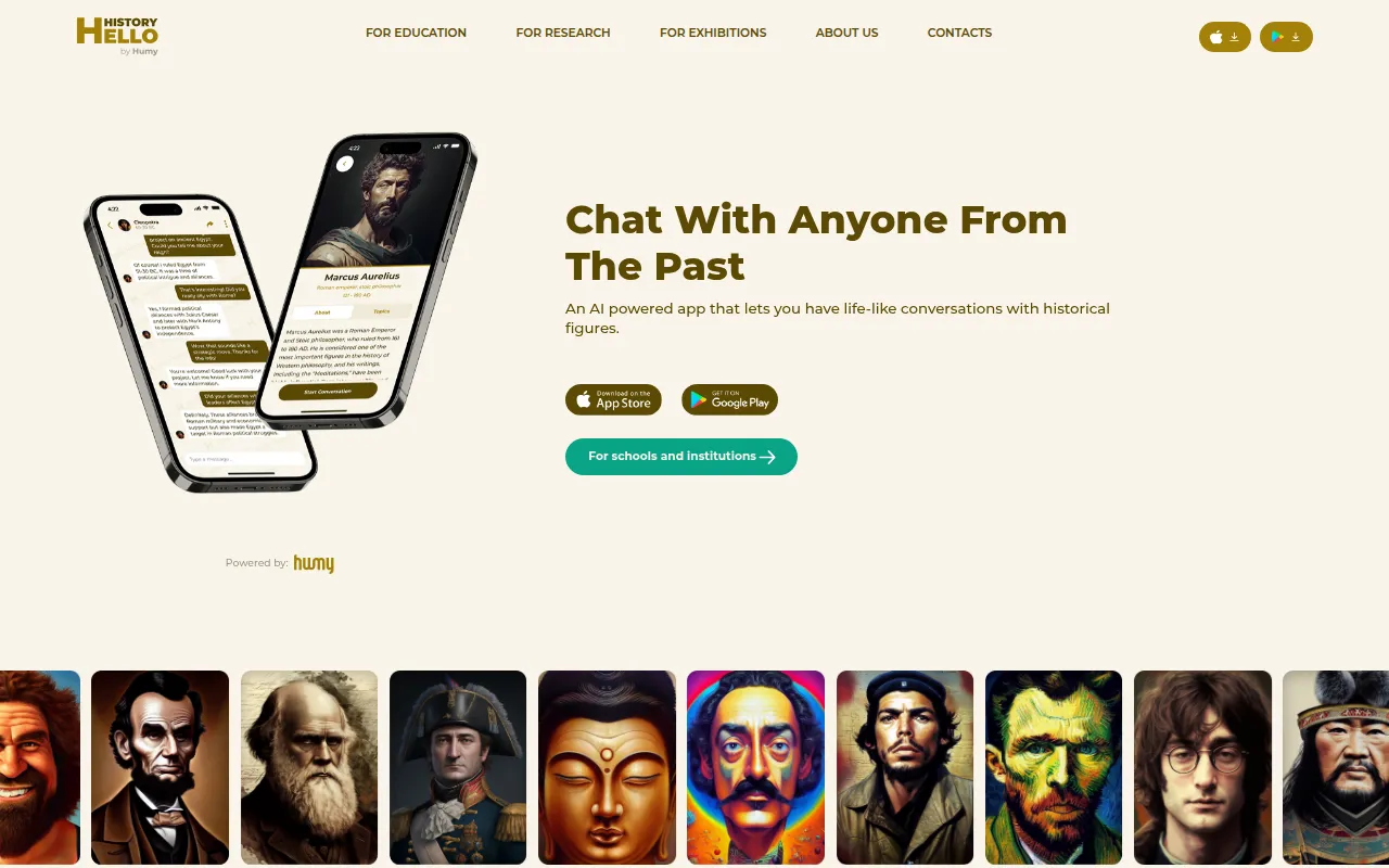 Hello History software interface screenshot
