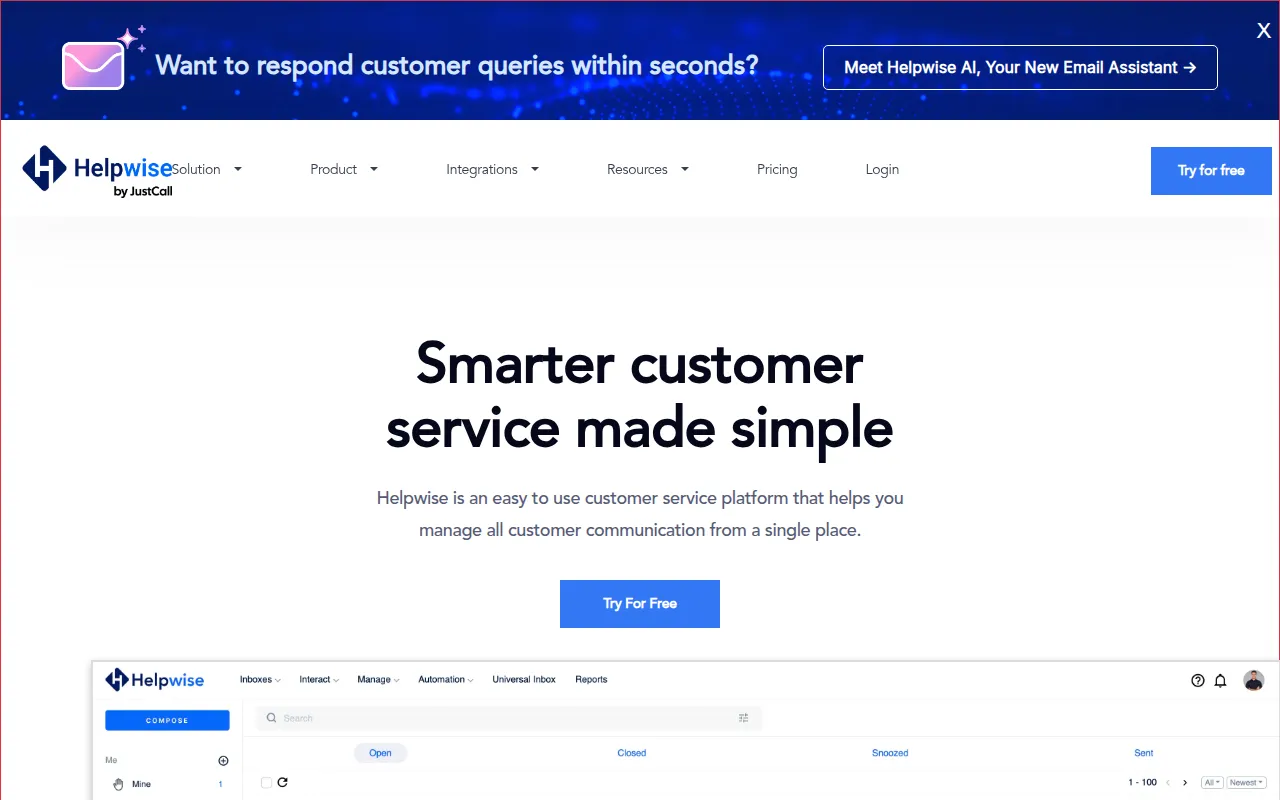 Helpwise software interface screenshot