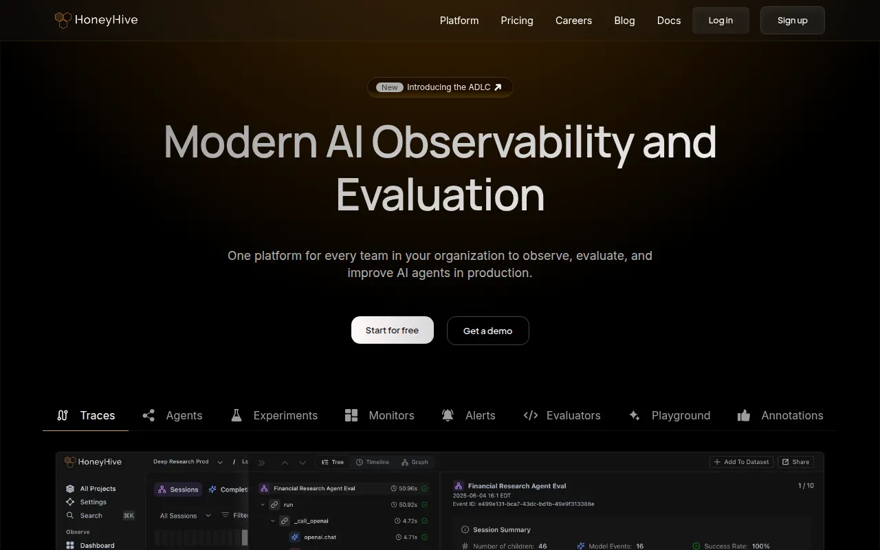 HoneyHive software interface screenshot