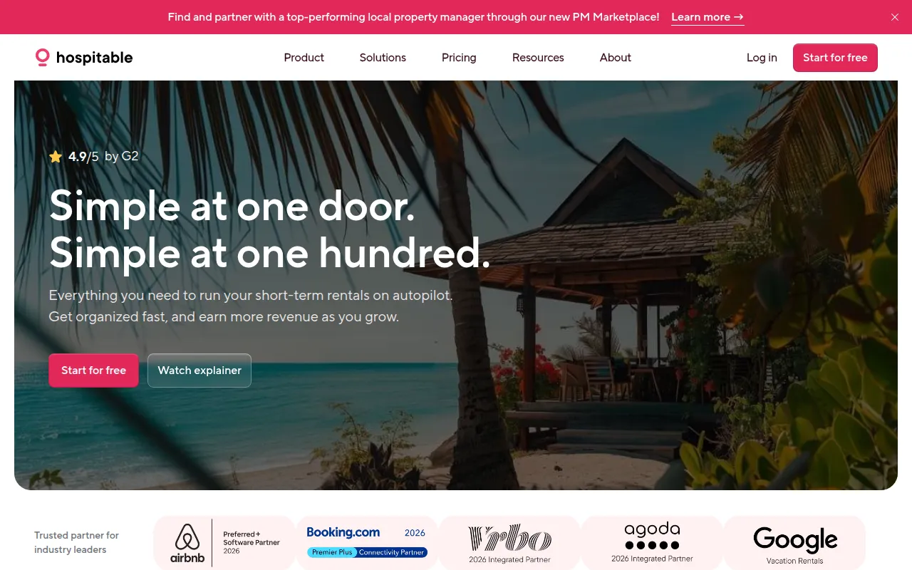 Hospitable software interface screenshot