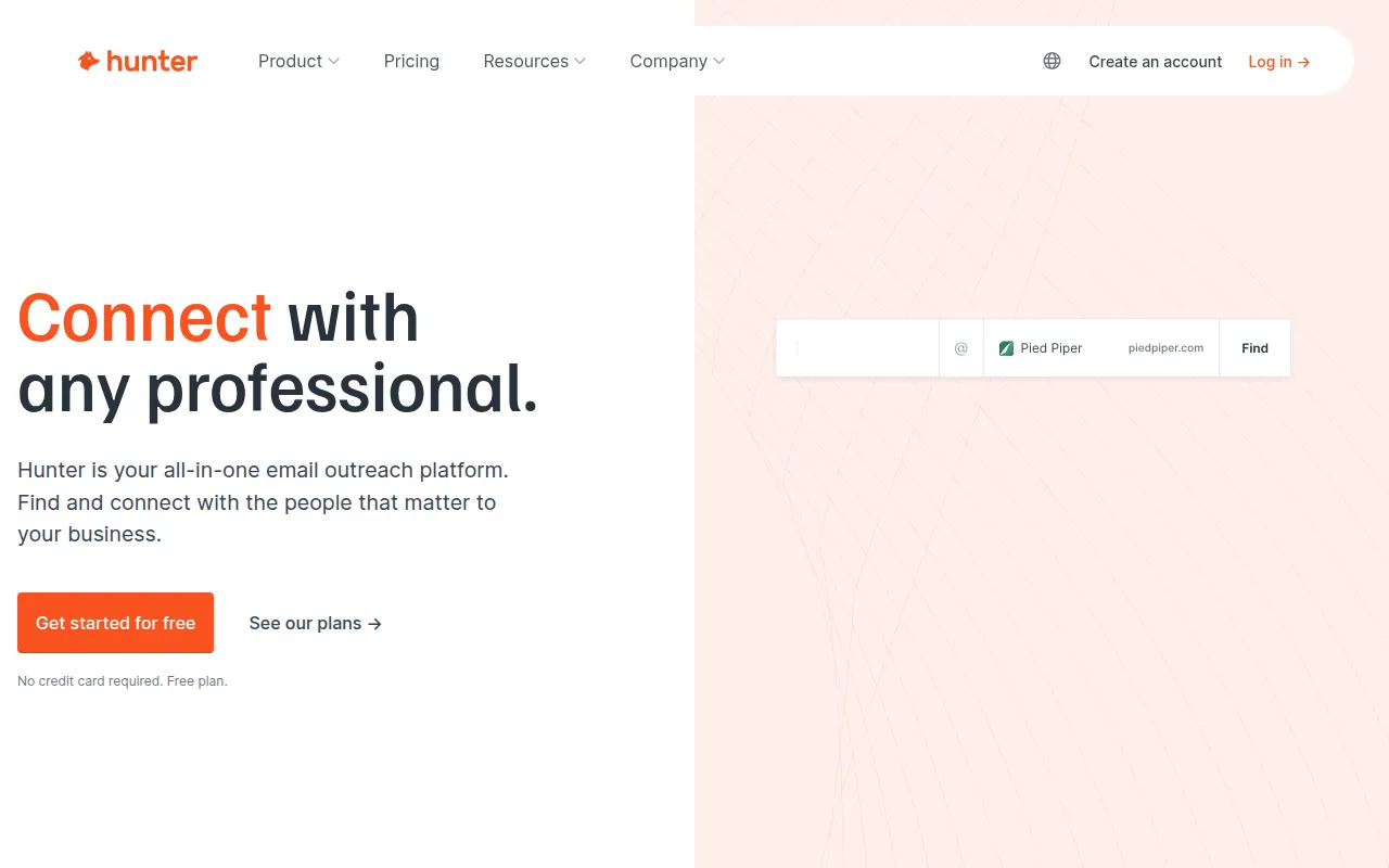 Hunter.io software interface screenshot
