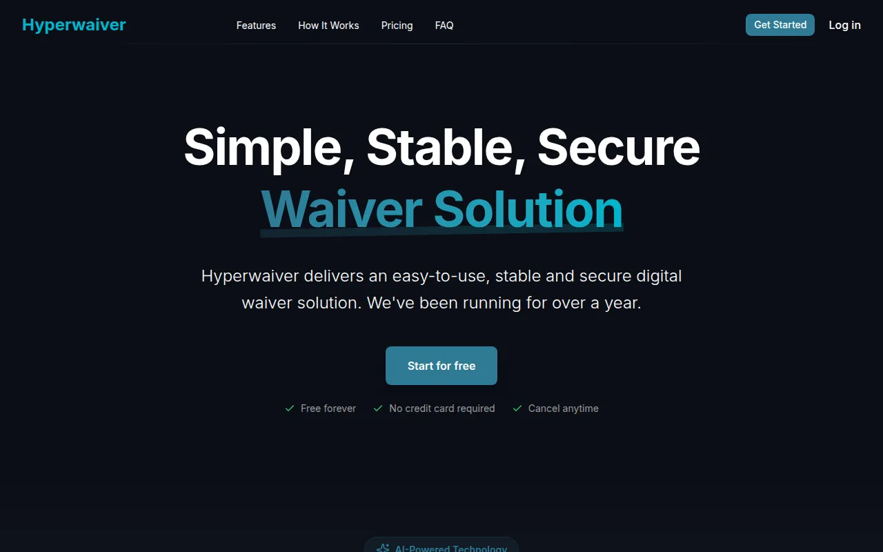 Hyperwaiver software interface screenshot