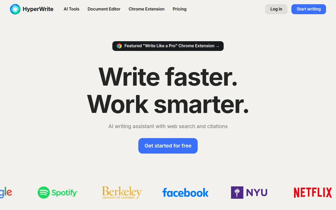 HyperWrite software interface screenshot