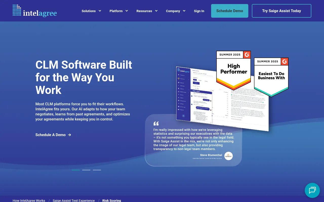 intelagree software interface screenshot