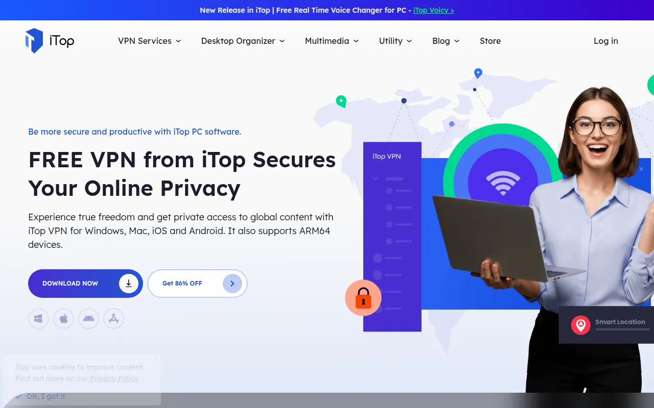 itop vpn software interface screenshot