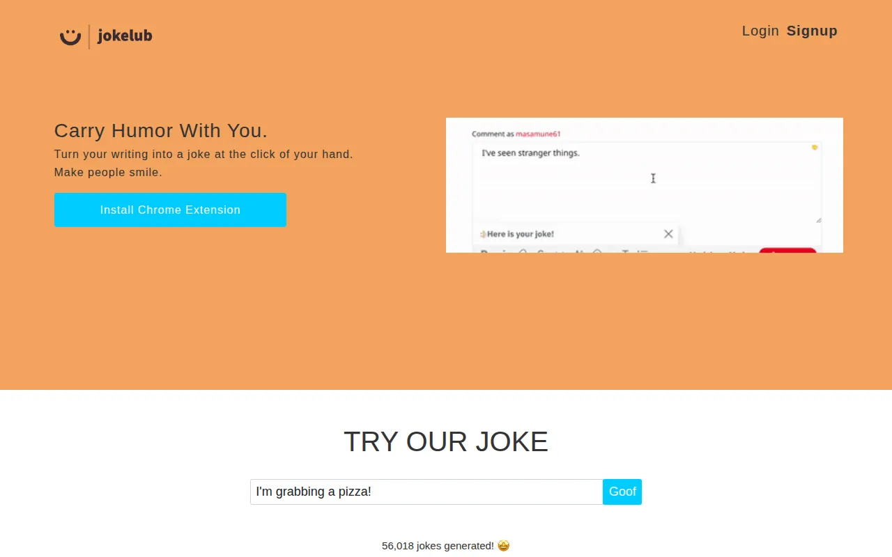Jokelub software interface screenshot