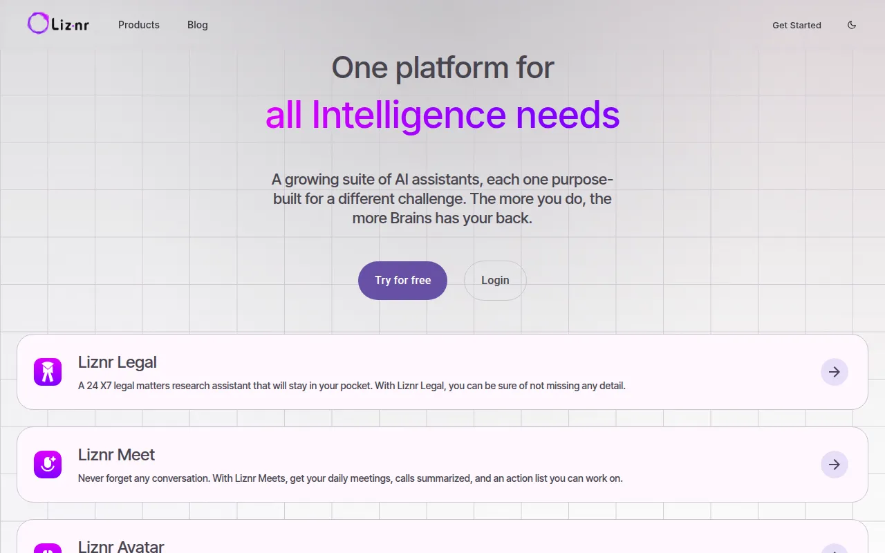 Liznr software interface screenshot