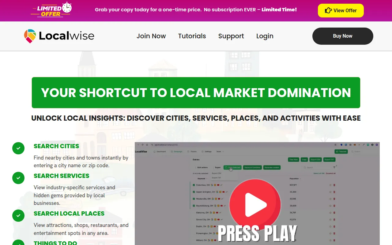 localwise software interface screenshot