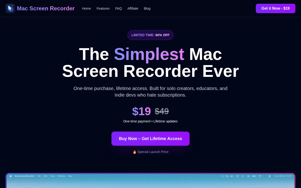 Mac Screen Recorder software interface screenshot