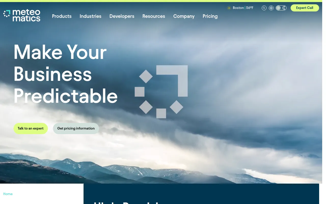 Meteomatics Weather API software interface screenshot