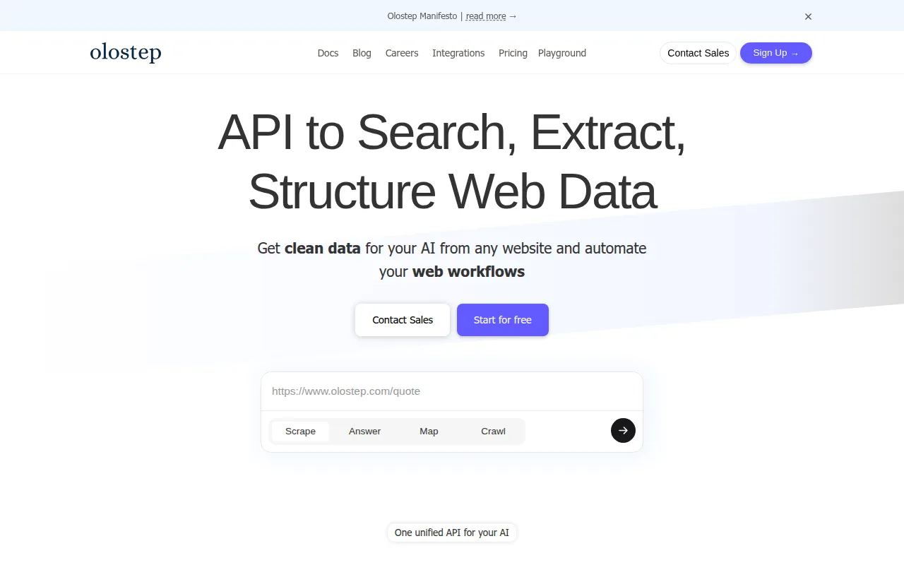Olostep software interface screenshot