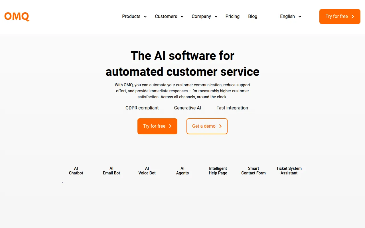 omq ai customer service software interface screenshot