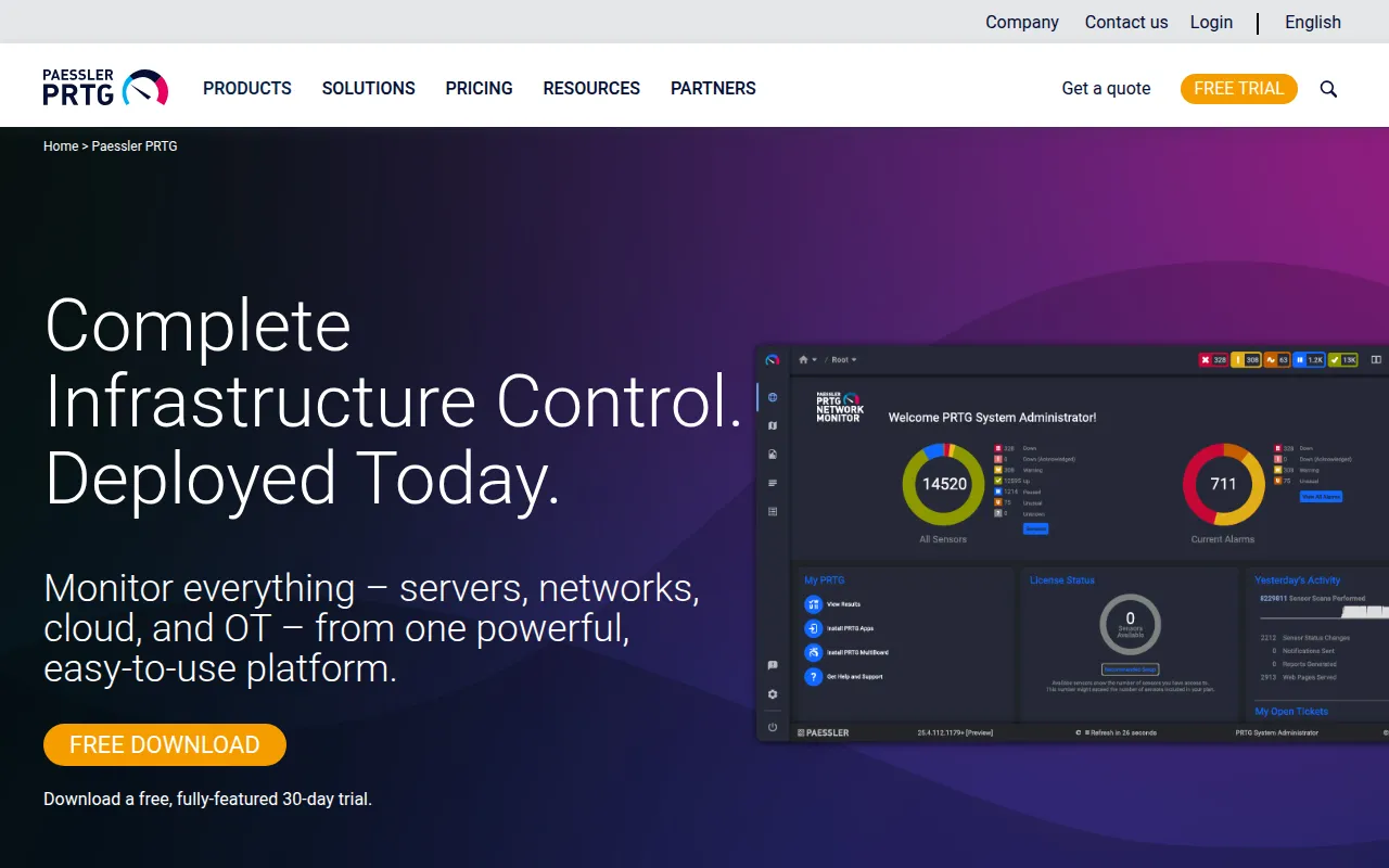prtg enterprise monitor software interface screenshot