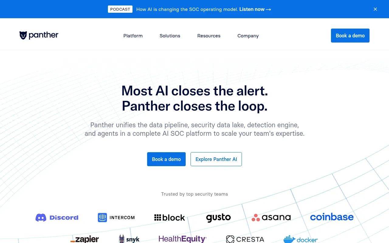 panther software interface screenshot