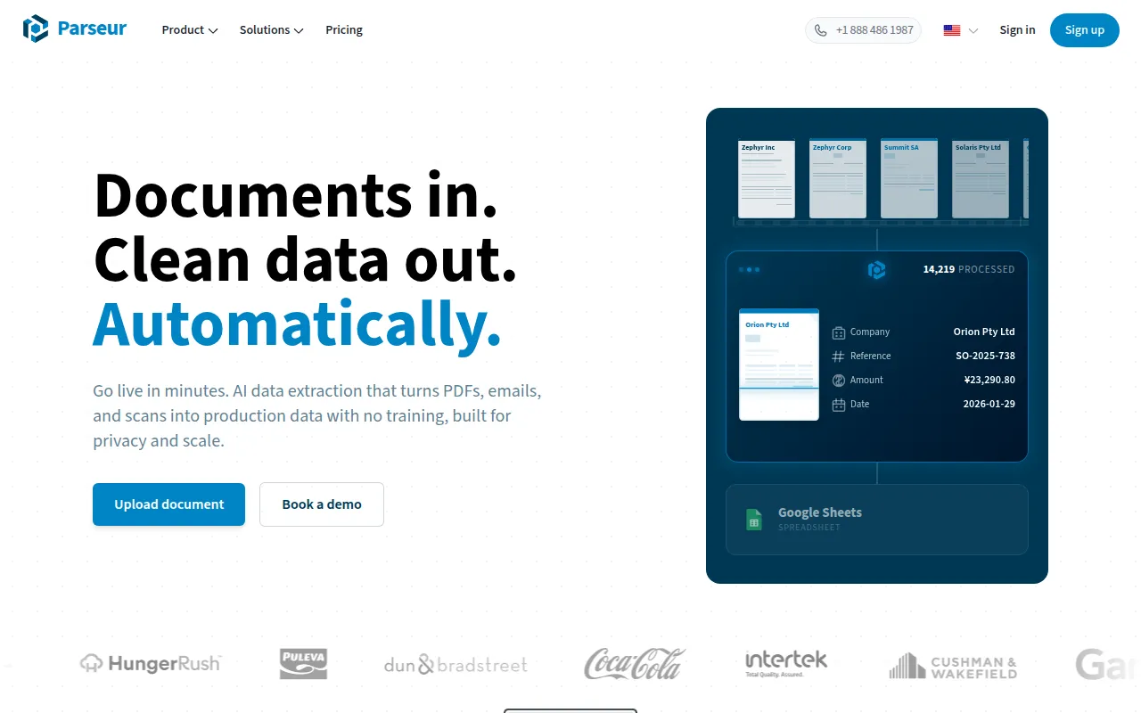 parseur com software interface screenshot