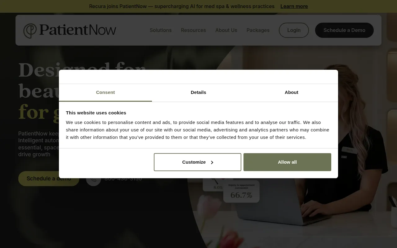 patientnow software interface screenshot