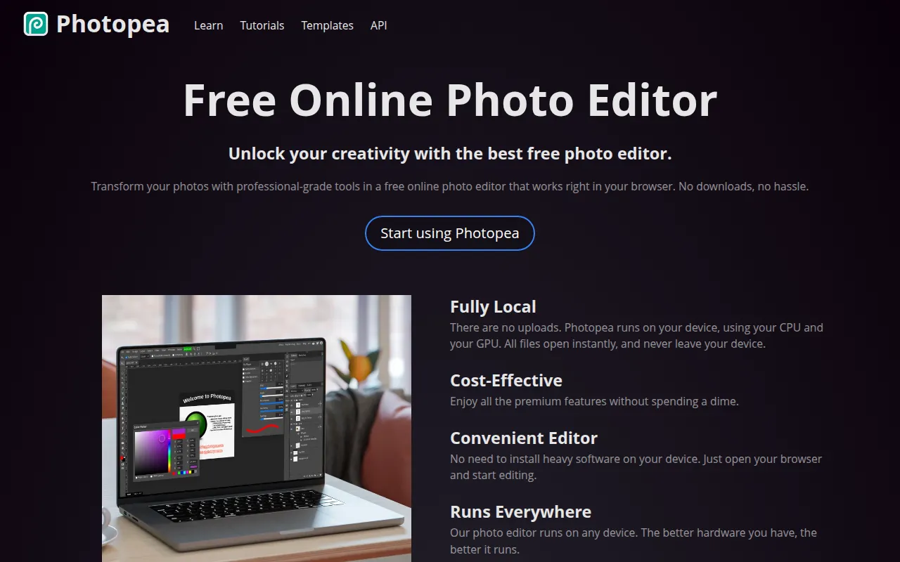 Photopea software interface screenshot