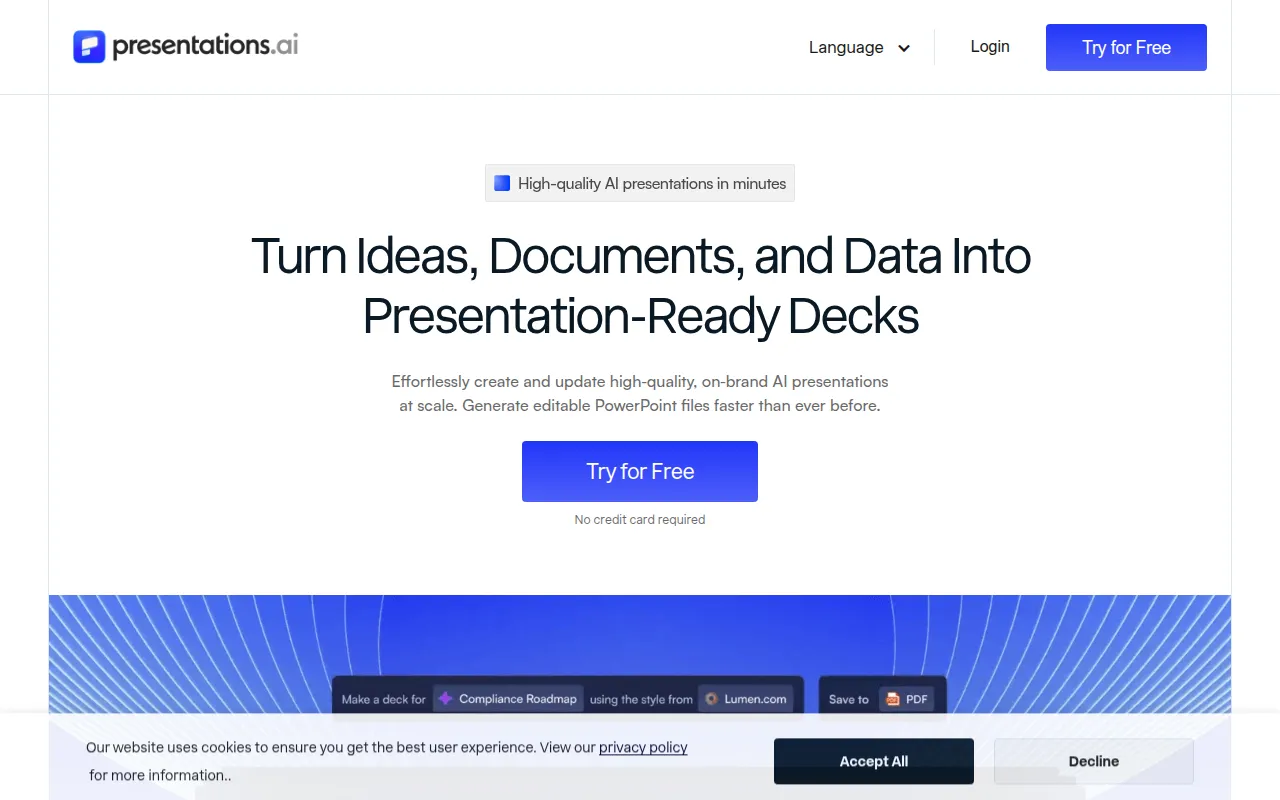 PresentationsAI software interface screenshot