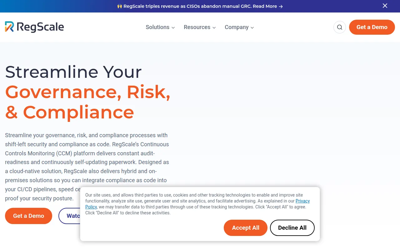regscale software interface screenshot